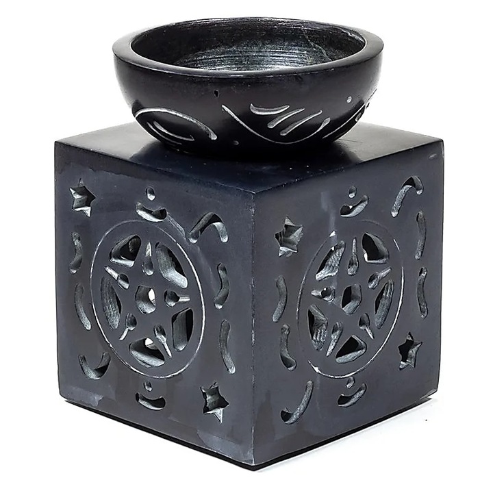 Difuzor arome, arzator cu ulei Pentacle Black soapstone 11x8 cm