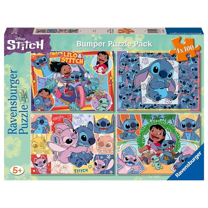 Пъзел, Ravensburger, Stitch, 4 x 100 части