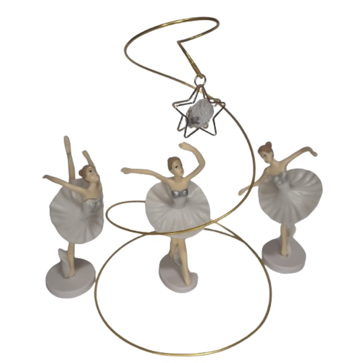 Комплект от 3 балерини и метален конус с висулка за декорация на торти и аранжировки VERSAGO