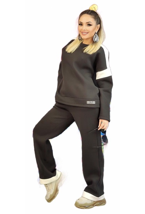 Trening dama, WildFashion, Viscoza, Negru/Alb, Alb/Negru