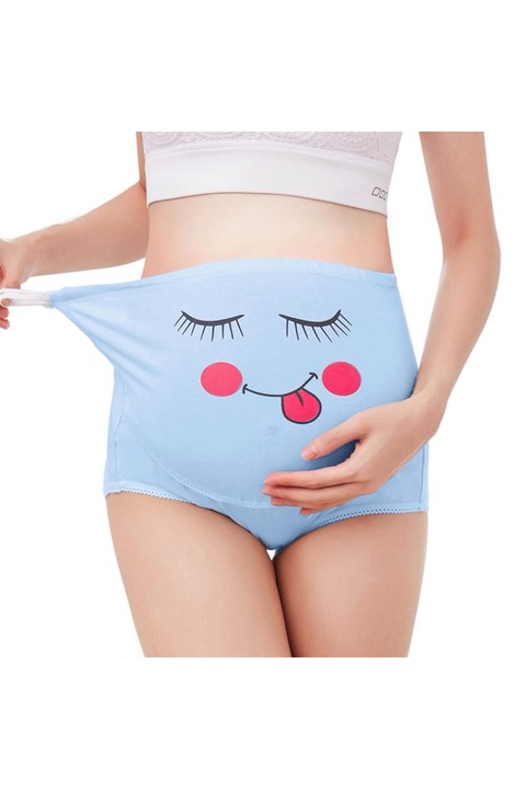 Chiloti cu talie inalta pentru gravide, cu model, albastru, M