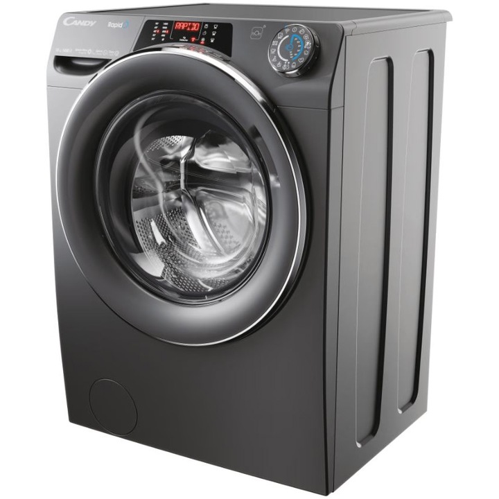 Masini de spalat rufe Candy Rapido RO14106DWMCRT-S, 10 kg, 1400 RPM, Motor inverter, WiFi, Steam, Quick&Clean, Clasa A, Antracit