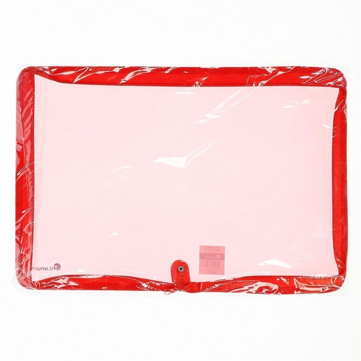 Dosar cu fermoar, Titanum, A4, polipropilena, Rosu