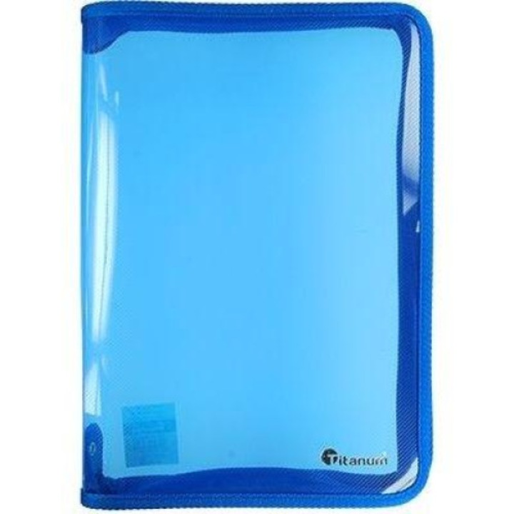 Dosar cu fermoar, Titanum, A4, Albastru