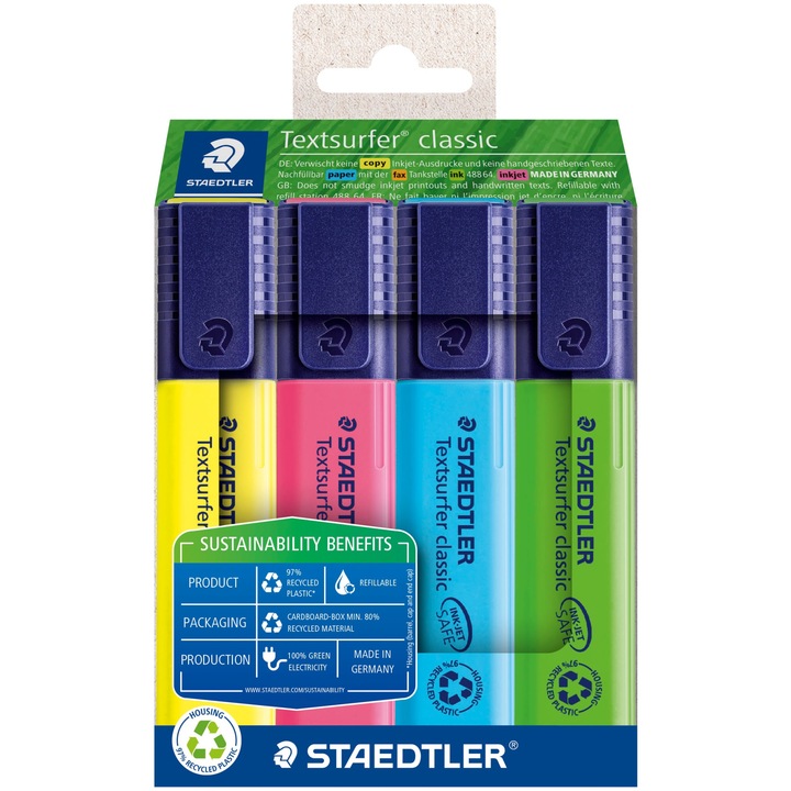 Комплект маркери за текст Staedtler Textsurfer classic 364 R, 1-5 мм, 4 цвята