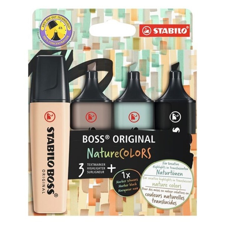 Stabilo Boss original NatureColors szövegkiemelő készlet, 2-5 mm, 4 semleges szín