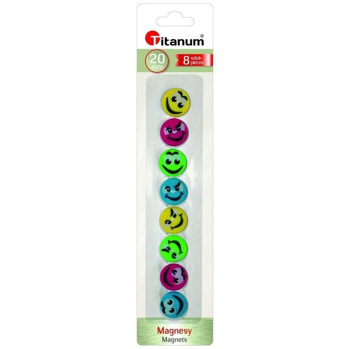 8 db díszmágnes készlet, Titán, 20 mm, Többszínű