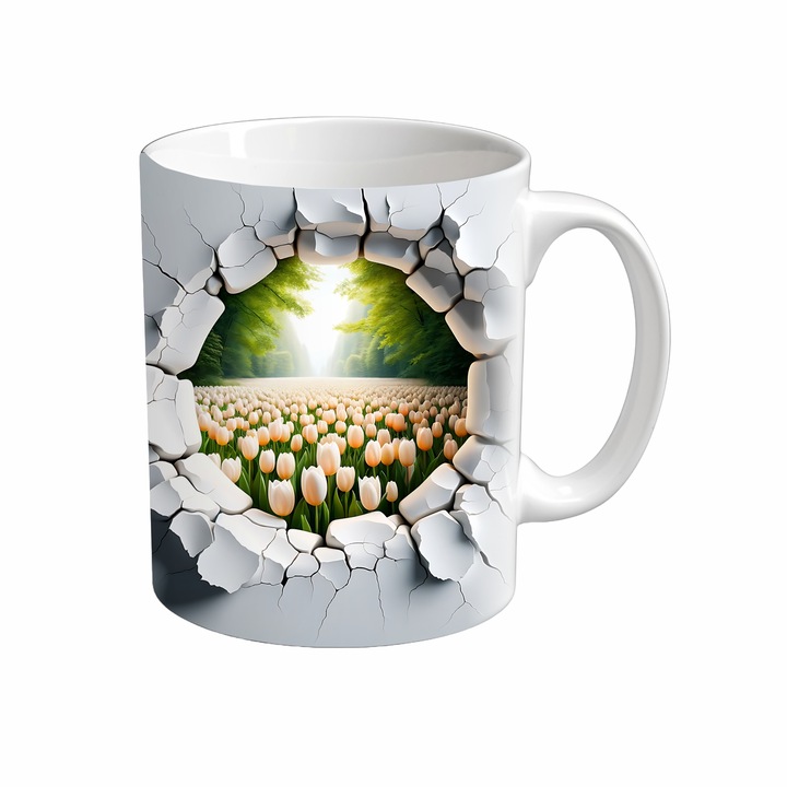 Cana Seasons, Inedit Print, CP89V5, Ceramica, Alb, 330 ml