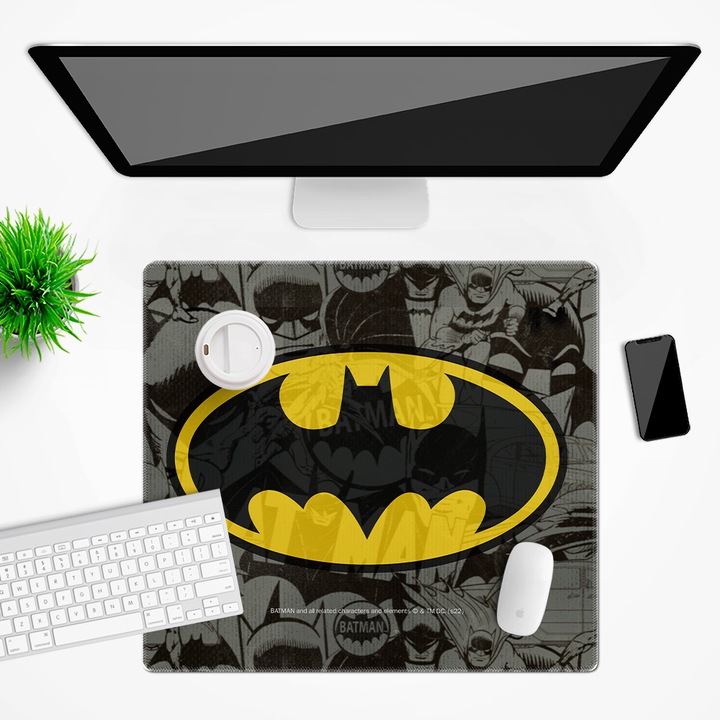 Mousepad, Ert Group, DC Batman 007, Anti-alunecare, Gri, 50x45cm