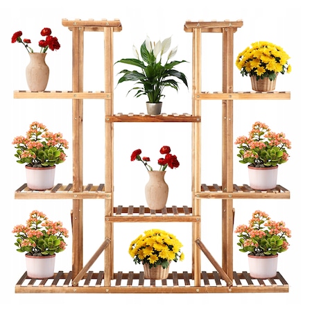 Stand de flori din lemn cu 6 nivele, inalt, 120x25x119cm, Rebiko