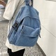 Rucsac Denim, Ledera, Casual, Urban, Vintage, Hippie Boho Style, Unisex, Blugi Albastru Deschis, 33x32x12cm