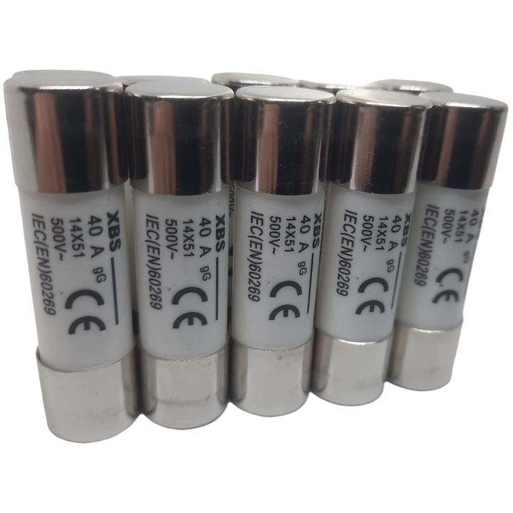 Set 10 sigurante 14x51 40A fuzibile cilindrice ceramica 500V AC gG