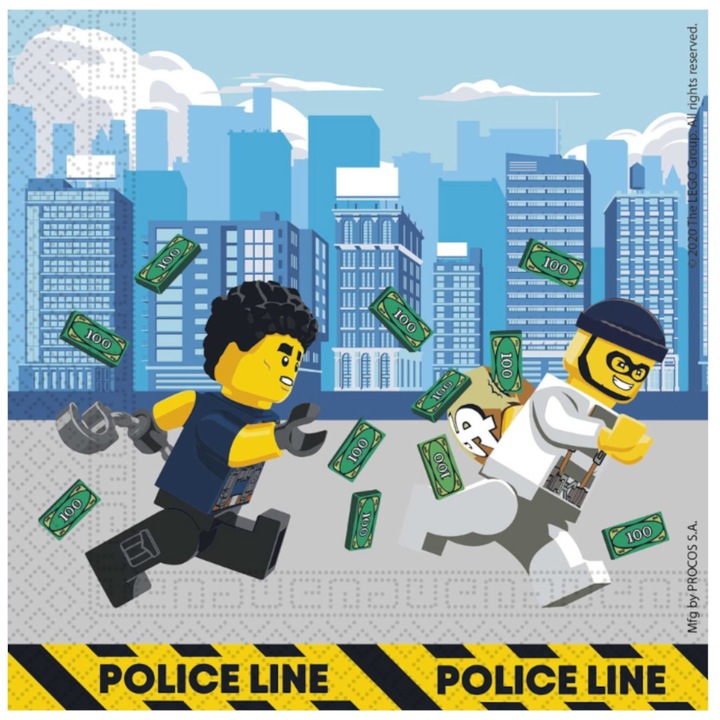 Set 20 servetele party Lego City 33x33cm, 2 straturi, Procos