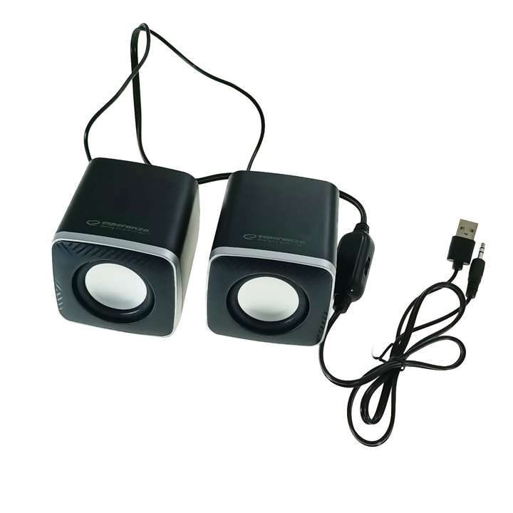 2.0 стерео високоговорители, LED осветление, USB, 6W, Esperanza Ambient, контрол на звука, черен