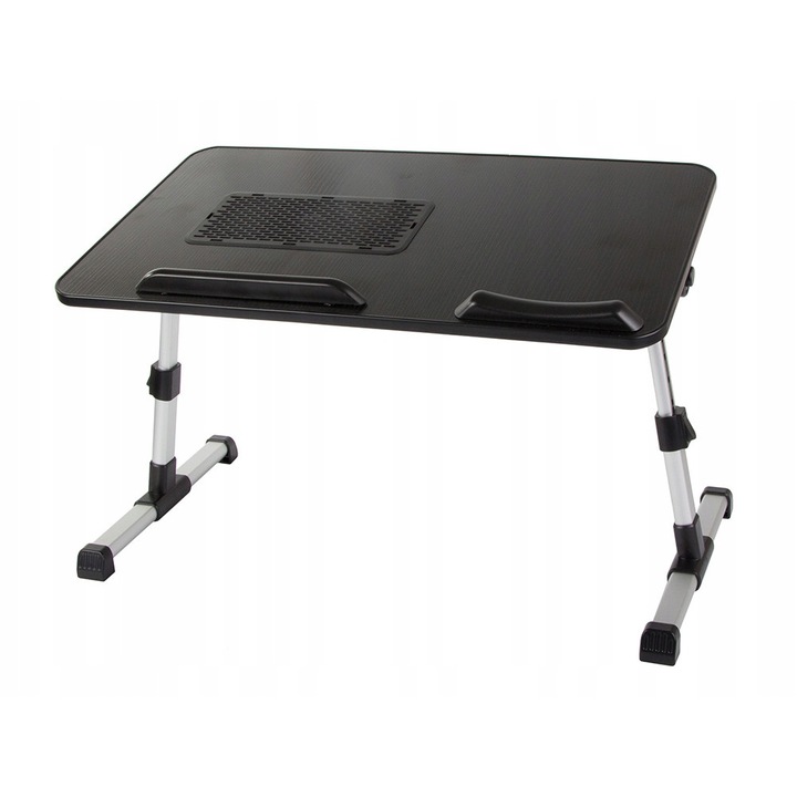 Маса за лаптоп, Zola®, сгъваема, 1 вентилатор, USB захранване, сгъваеми крака, регулируема височина и ъгъл на наклон, 53 x 30 см, черна