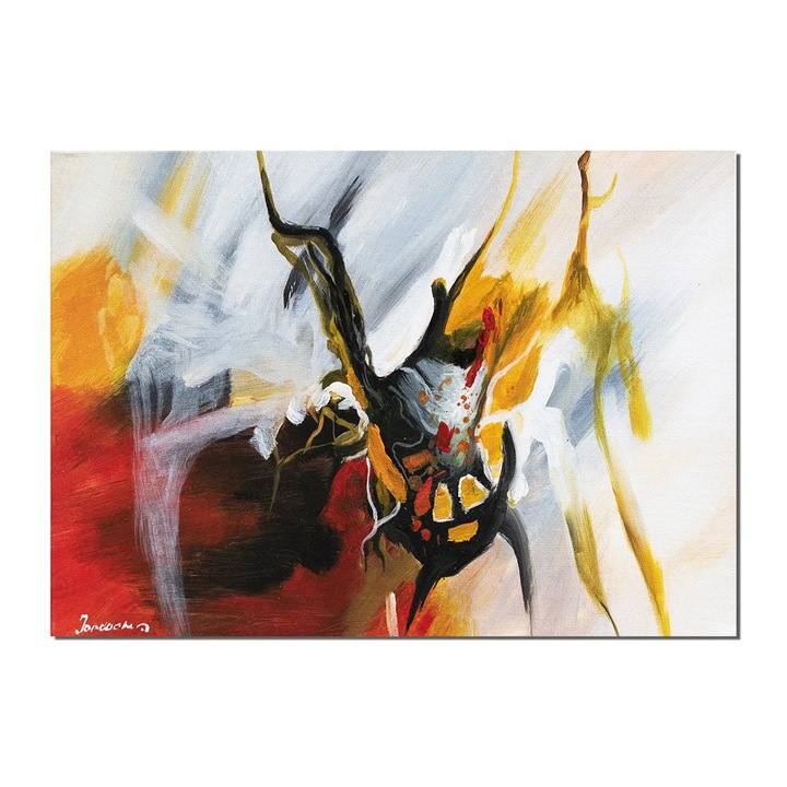 Tablou pictat manual birou, living, hol, Fantezie in abstract, 70x50cm ulei pe panza, gata de agatat pe perete