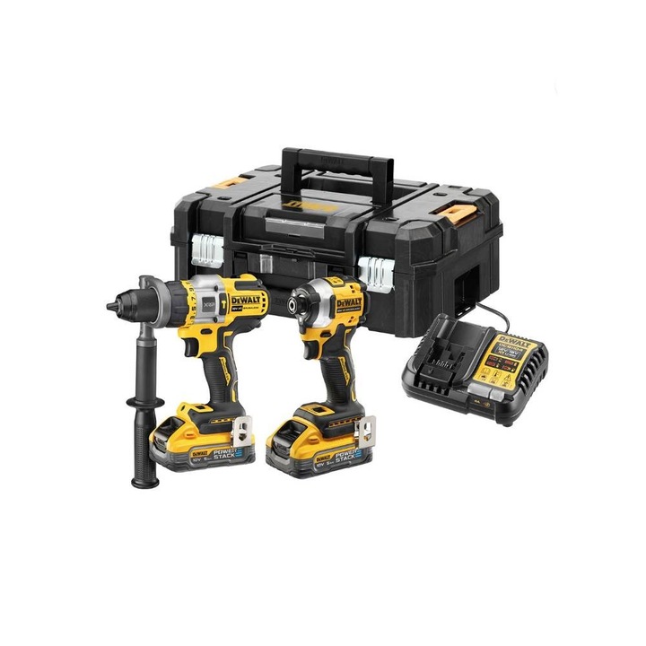 Комплект от 2 инструмента DCD999N-XJ + DCF850N-XJ, 18V, 2 x 5.0Ah PowerStack + зарядно + TSTAK, Dewalt