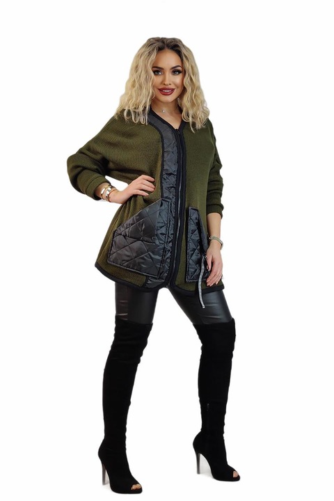 Cardigan dama WildFashion verde, Verde