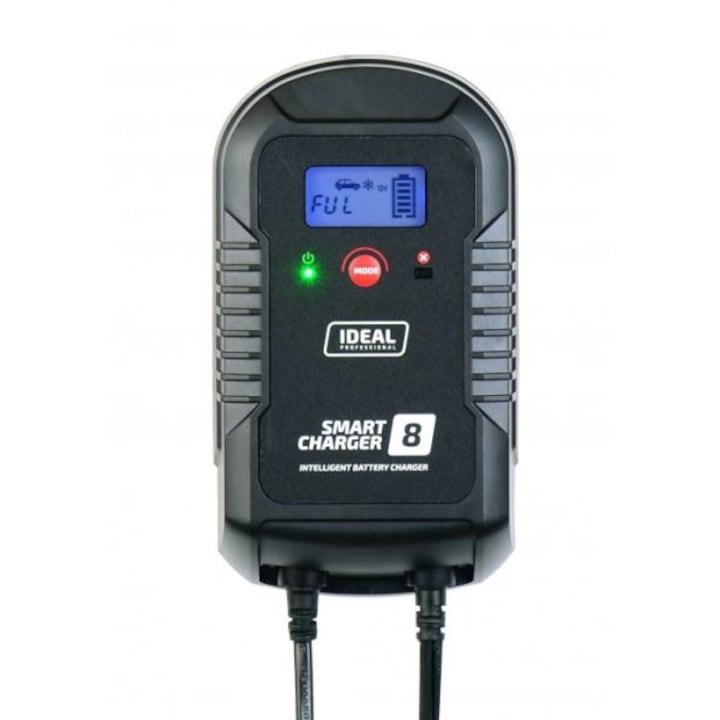 Зарядно устройство SMART CHARGER 8 LCD, зарядно напрежение: 6/12 V IDEAL, заряден ток: 4/8A, захранване: 230V, тип батерия: AGM/GEL/MF/WEL