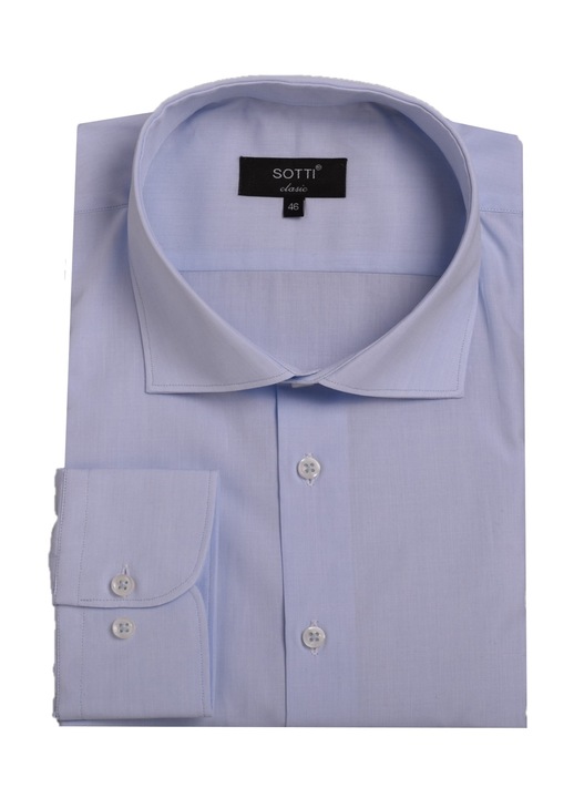 Camasa supradimensionata SOTTI din Bumbac, Model Uni, Tipar Regular fit -Confort, ST30023-T7, Marimea 46, Bleu