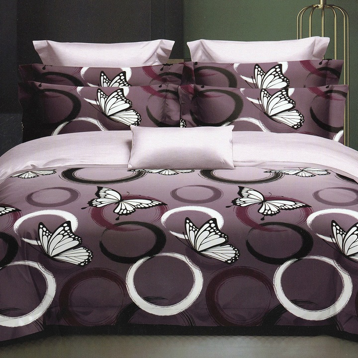 Спално бельо за двойно легло, Casa New Concept, Casra, Сатениран памук, 4 части, 230 х 250 см