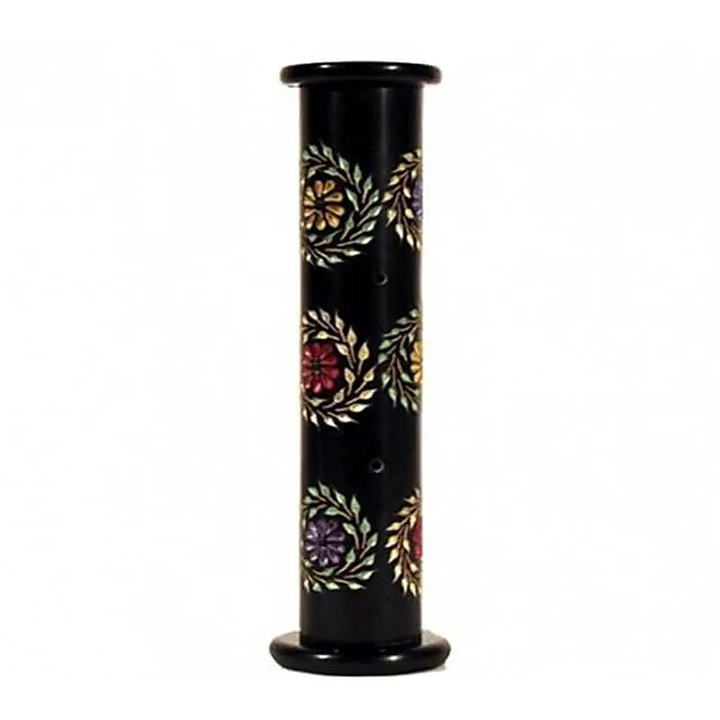 Suport betisoare parfumate, arzator vertical, Soapstone, floral, 28 cm