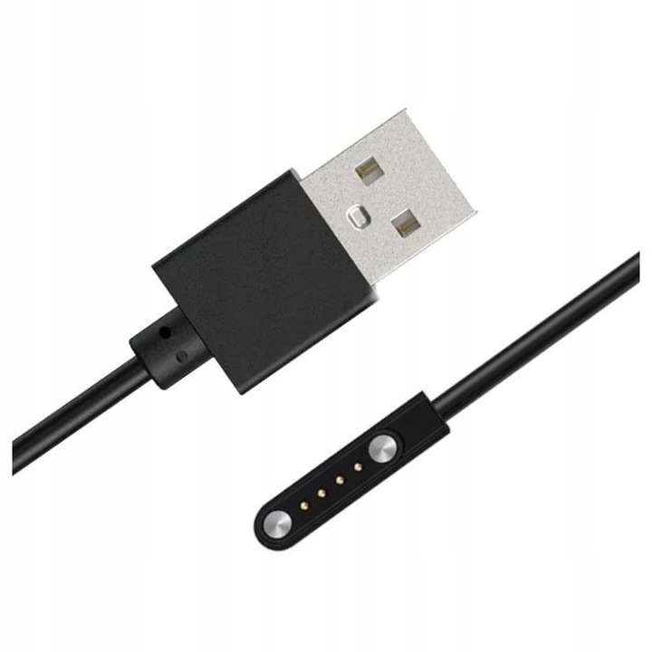 Кабел за зареждане на смарт часовник, USB, 4 PIN, черен, 55 см