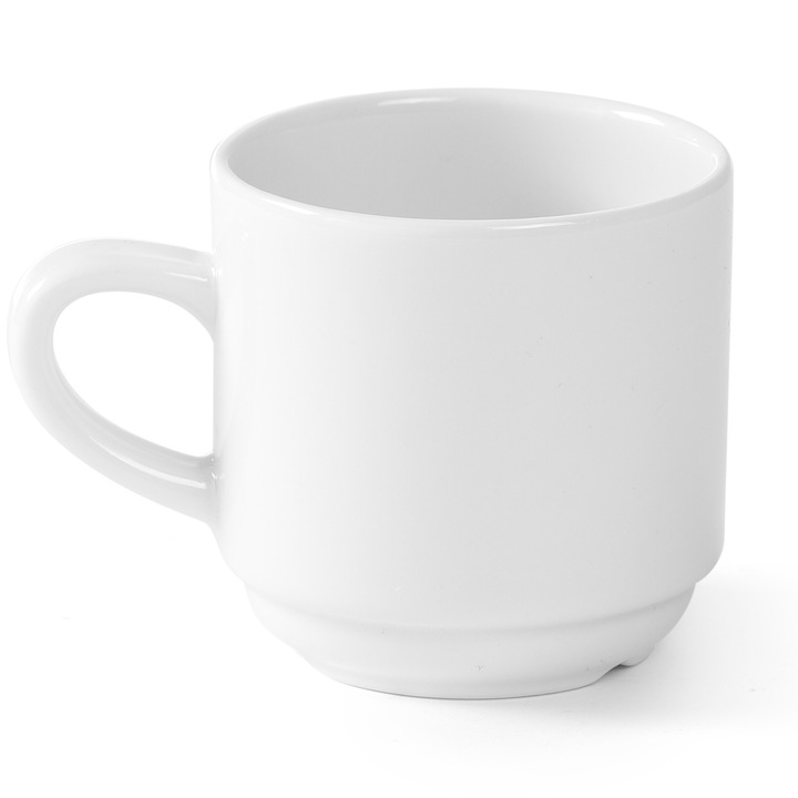 Комплект 12 чаши за кафе, Hendi, Porcelain, White, 230 ml