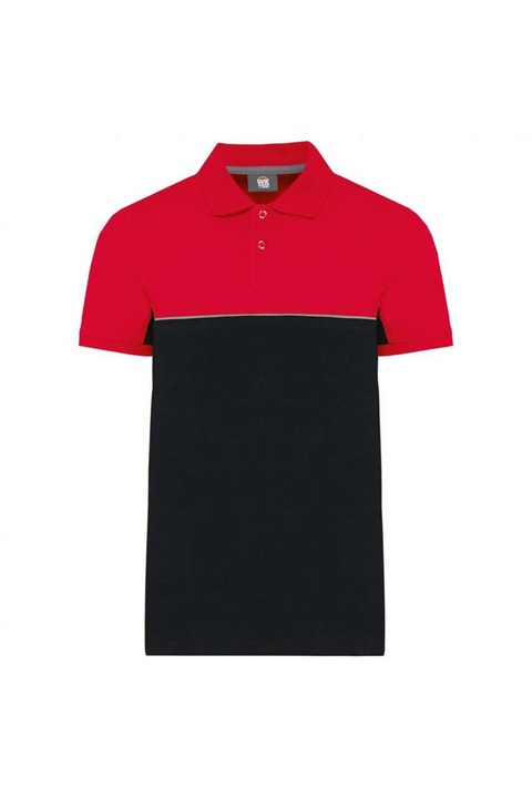 Tricou polo unisex, doua nuante - Wk210, Rosu/Negru