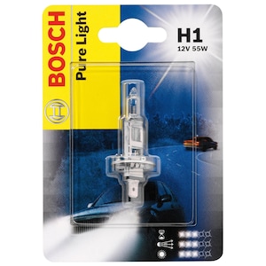 Bec auto cu halogen pentru far Bosch H1 Pure Light, 12V, 55W, 1 Bec