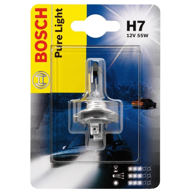 Bosch H7 Pure Light halogén izzó, 12V, 55W
