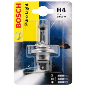 Bec auto cu halogen pentru far Bosch H4 Pure Light, 12V, 60/55W, 1 Bec