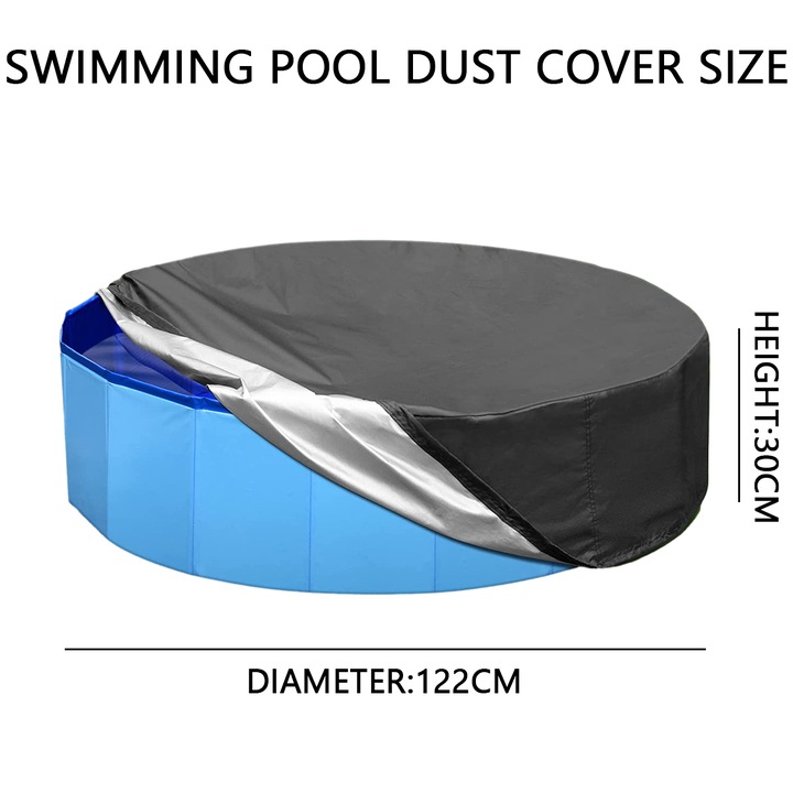 Husa pentru piscina pentru animale de companie, design cu snur, impermeabil, 122x30cm