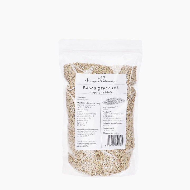 Kuchnia Zdrowia, Boabe de hrisca alba neprajita, De inalta calitate, Natural, Punga sigilata cu inchidere cu fermoar, 1kg Doypack