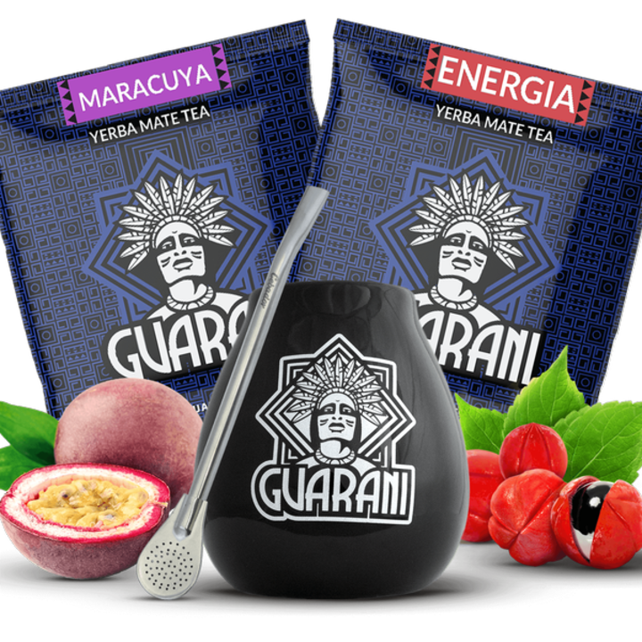 Yerba Mate Tea, Készlet, Guarani Maracuya Guarana 2x50g, Bögre 350 ml