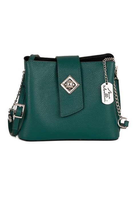 Anna Morellini, Кожена чанта през рамо с лого, Тъмнозелен
