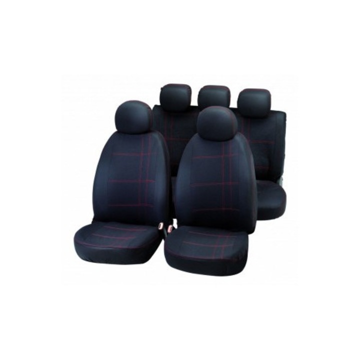 Set Huse Scaun Universale "EMBROIDERY" Negru/Rosu Bottari