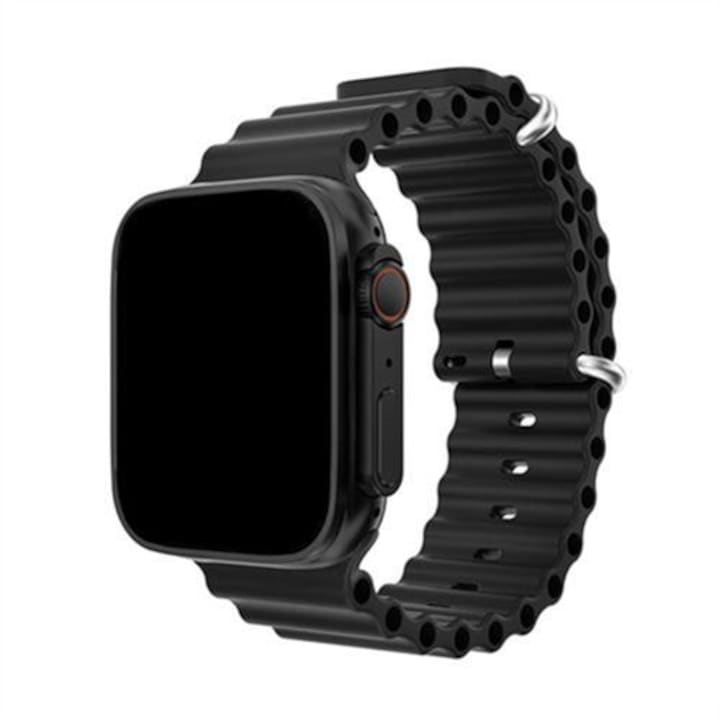 Smartwatch WS68 Ultra Loud Speaker, Curea Neagra, Incarcare Wireless, Android