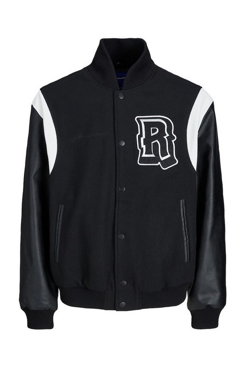 Geaca barbati bomber varsity, Negru, Jack&Jones, Marimea L