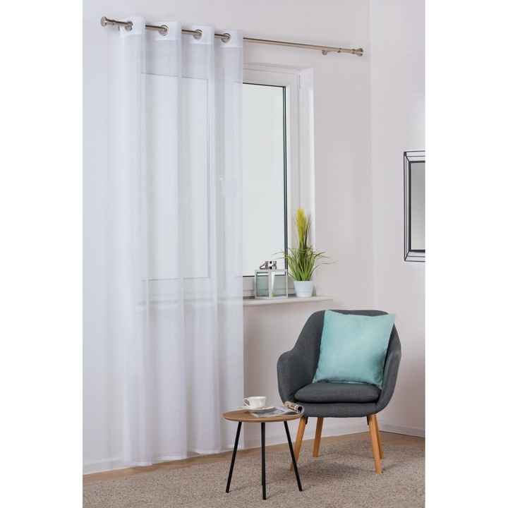 Завеса Splendid Sofia, С халки, 100% полиестер, 140 х 260 см, Бял
