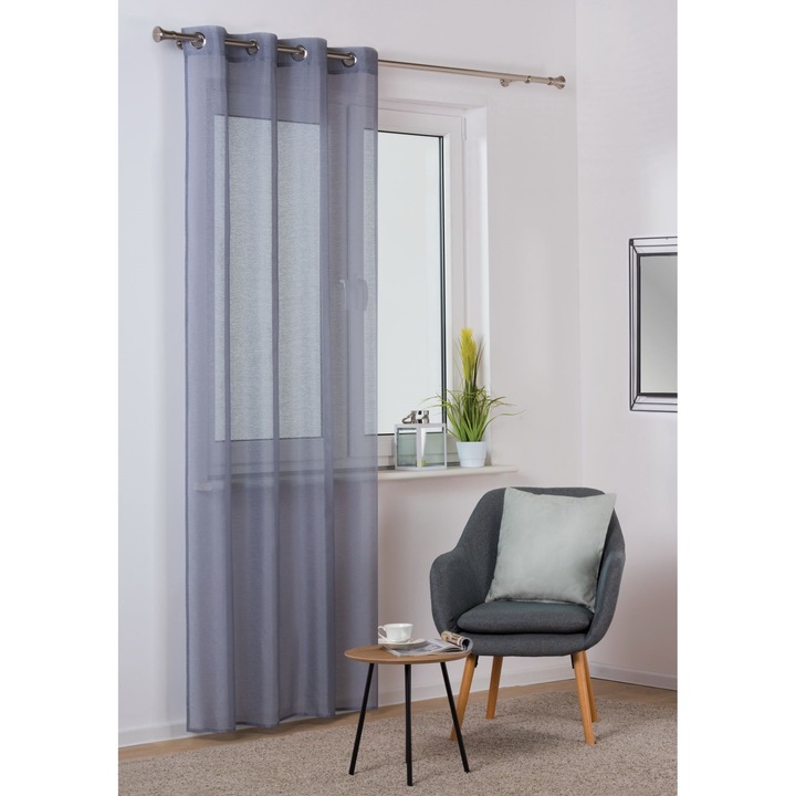 Перде Splendid Sofia, С халки, 140 х 260 см, 100% полиестер, Сив