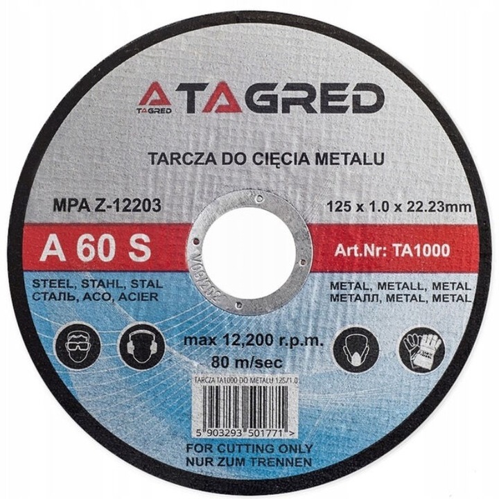 Disc debitare metal, 125x1x22.2 mm, TA1000, Tagred