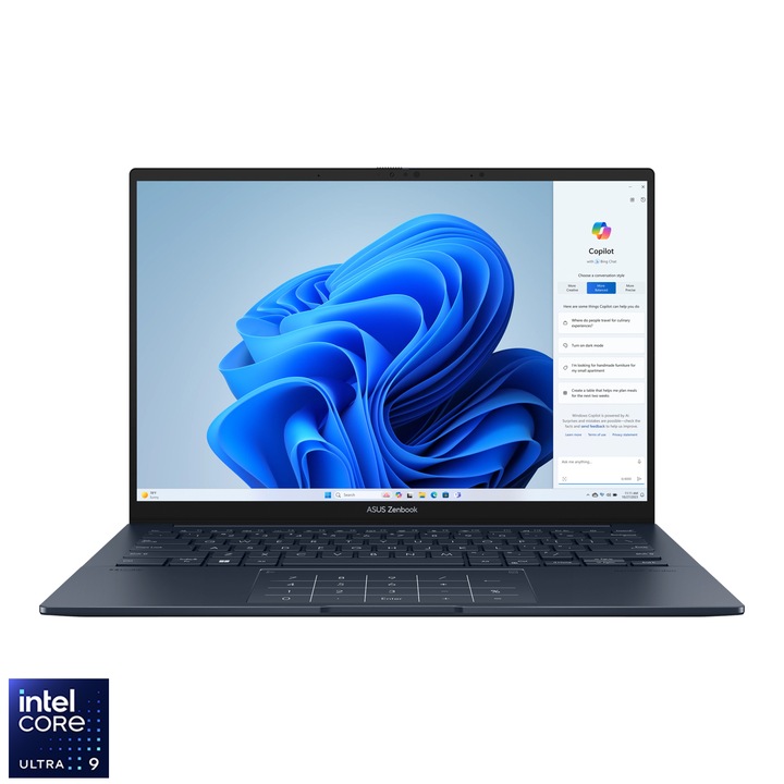 Asus ZenBook UX3405MA-PP273W 14.0" OLED WQ+ laptop, Intel Core Ultra 9-185H XX, 32GB RAM, 1024GB SSD, Intel Arc Graphics, Windows 11, Magyar billentyűzet, Kék