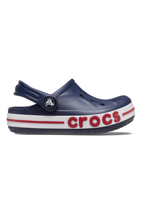 Crocs, Saboti slingback cu logo in relief pe talpa, Alb/Albastru ultramarin