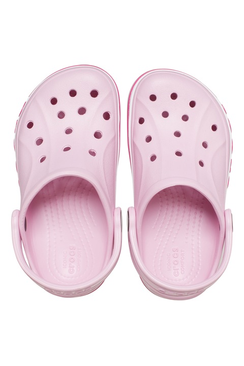 Crocs, Крокс с отворена пета и релефно лого на подметката, Бял/Пастелнорозов
