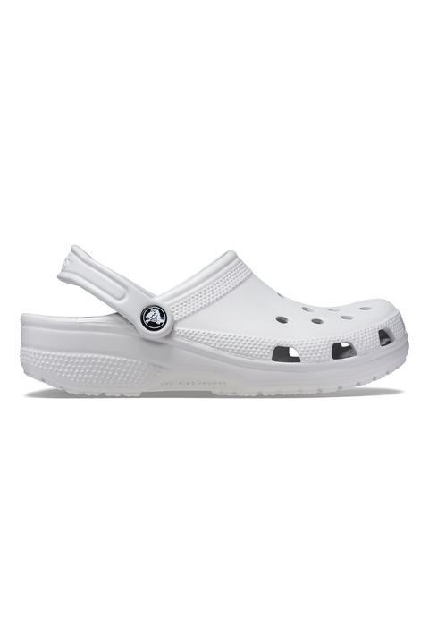 Crocs, Унисекс гумиран крокс с лого, Бял, 37-38