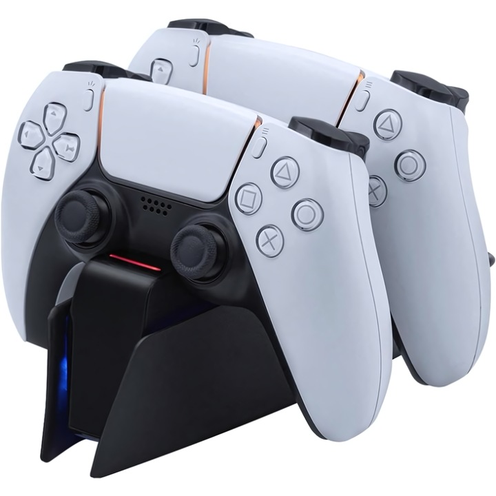 DualSense PS5 kompatibilis töltőállvány, goBERA, Gyors töltés 2,5 óra alatt 2 kontrollerhez, LED-es töltési állapotjelző, Fekete