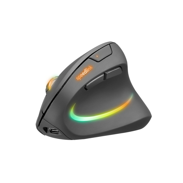 Egér Speedlink Piavi Pro megvilágított újratölthető függőleges, ergonomikus vezeték nélküli gumi-fekete PC-hez