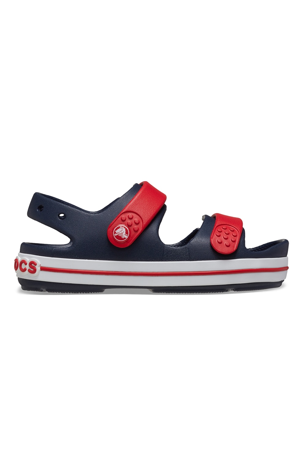 Crocs, Sandale de cauciuc cu logo, Rosu, Albastru ultramarin, 19-20 EU
