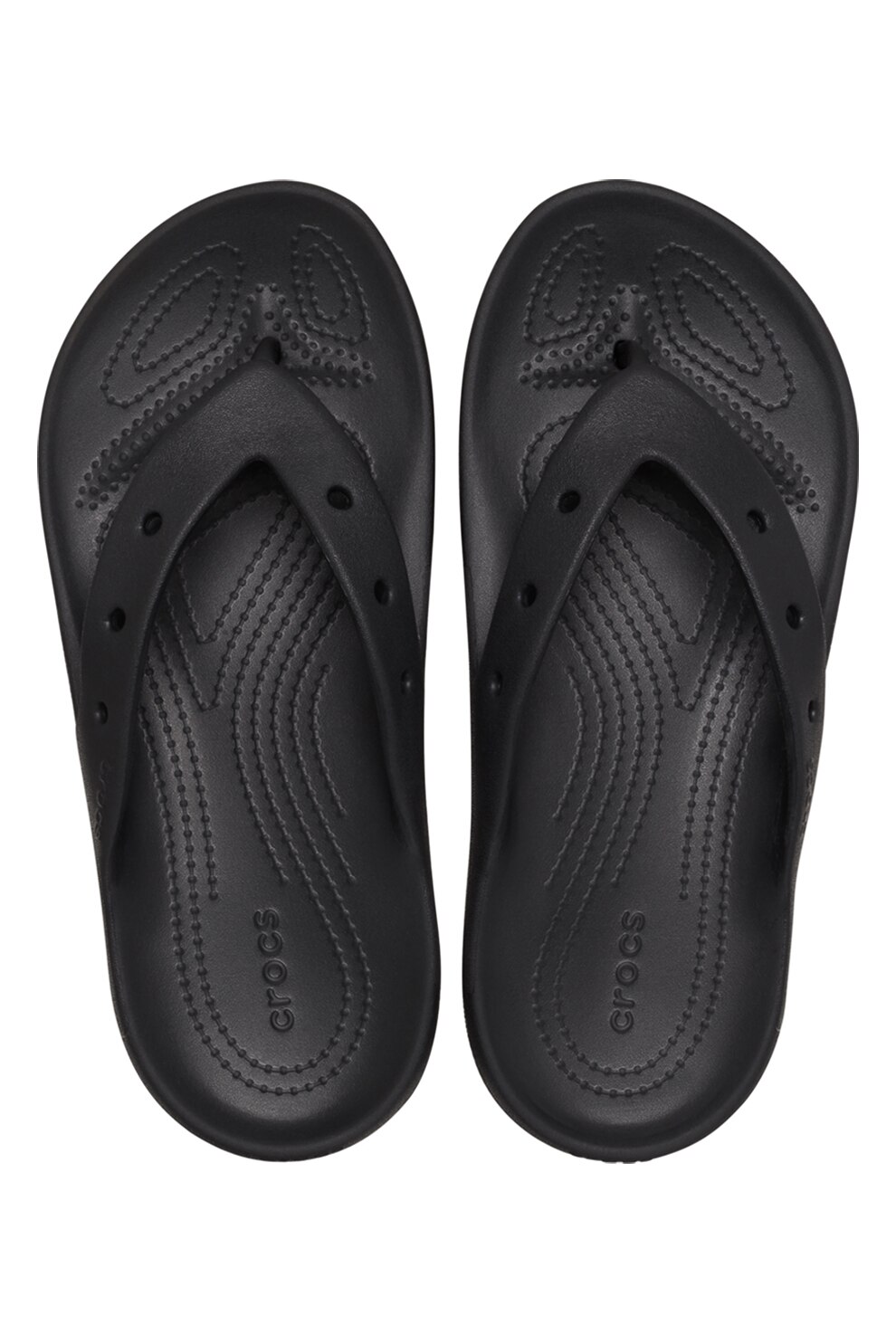 Crocs, Papuci flip-flop de cauciuc cu perforatii, Negru, 41-42